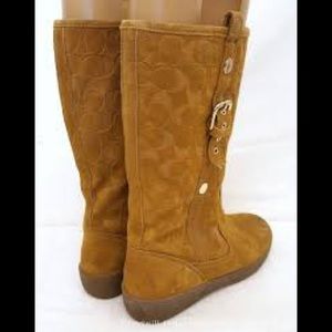 Women’s Coach Brown Tulip Mid-Calf Suede Boots